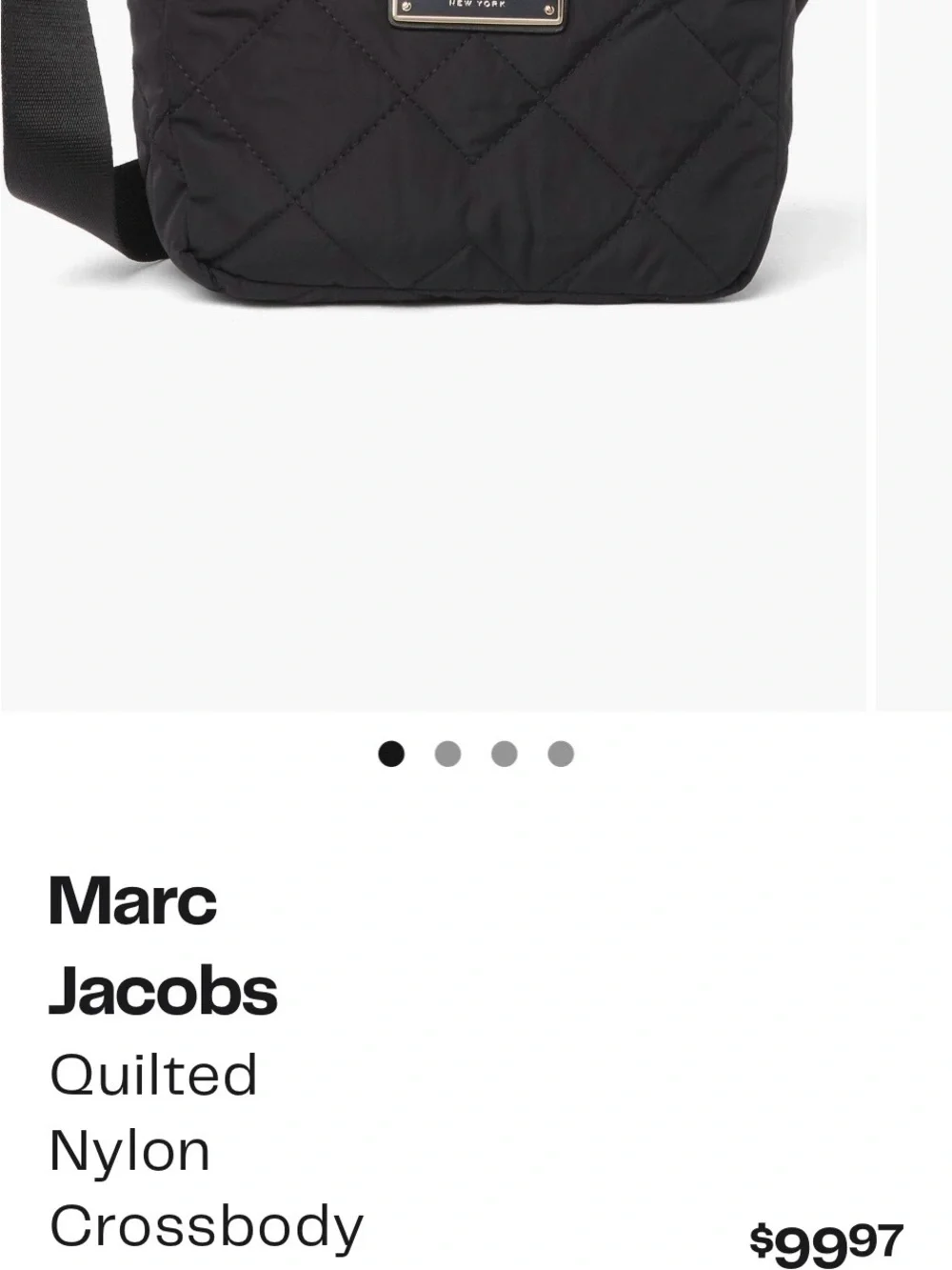 Marc Jacobs Black Quilted Nylon Crossbody with Gold Hardware